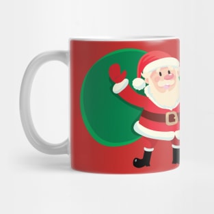 Santa Claus with a big green bag of gifts Mug